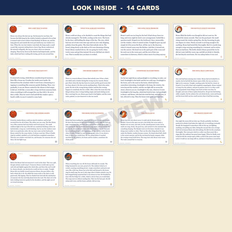 Bedtime Story Cards for Kids - 14 Printable Short Stories, Dinosaur Read Aloud Cards, A4 and US Letter PDF image 2