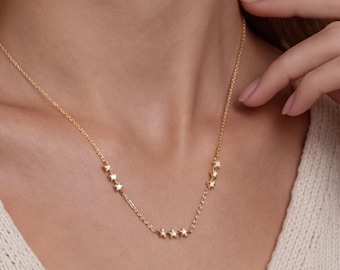 Sterling Silver Star Necklace, Celestial Zircon Jewelry, Dainty Everyday Necklace, Gift for Her