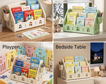 Montessori House Bookshelf | Toddler Forward-Facing Book Display Organizer