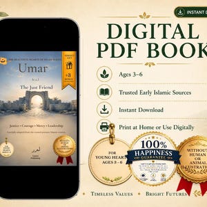 Umar ibn al-Khattab Storybook for Kids Ages 3-6 (Digital PDF)  (Digital PDF) – Bonus 3 Activities, No Human and Animal Illustrations Courage