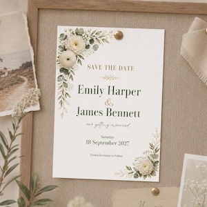 Editable Wedding Save the Date Template, Elegant Floral Save the Date Card, Printable Canva A6 Wedding Announcement