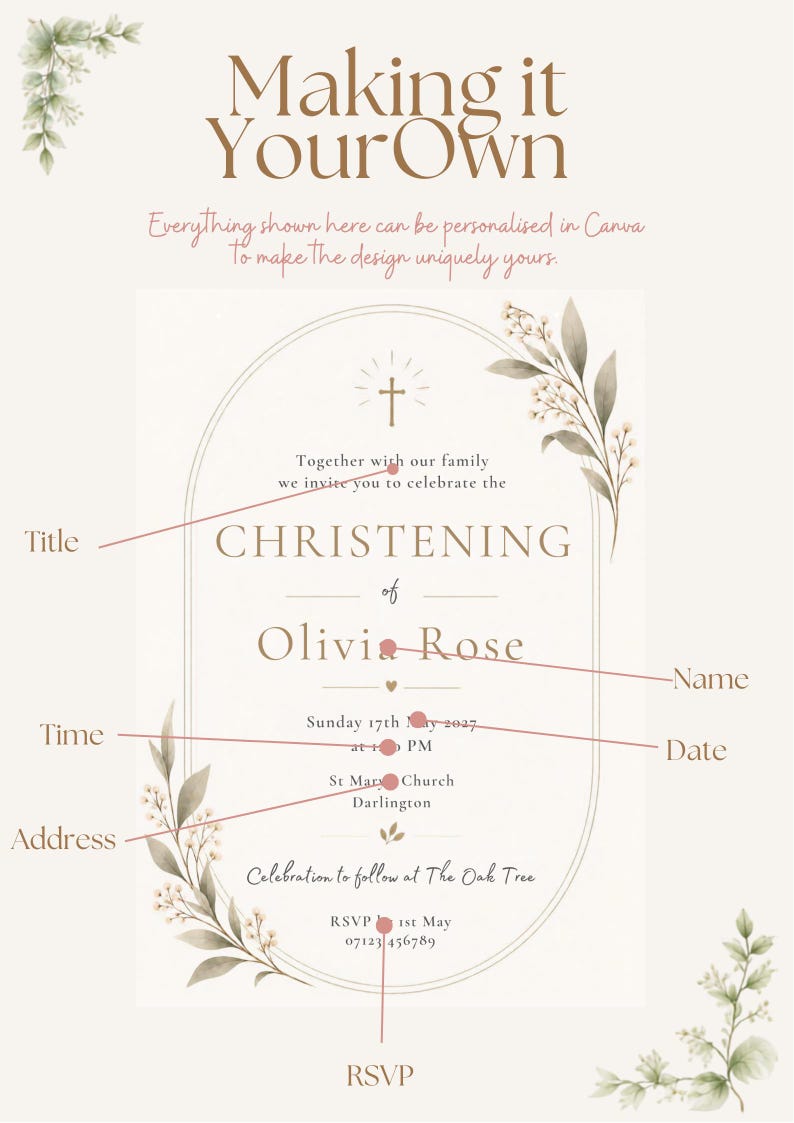 Editable Baptism Invitation | Neutral Christening Invitation | Baby ...