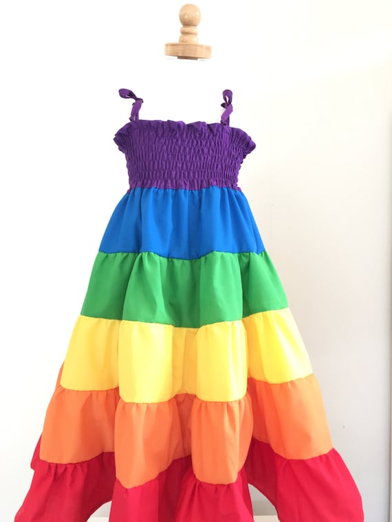 rainbow party dress girl