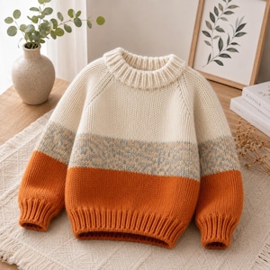 Kids Sweater Knitting Pattern PDF, Children Raglan Jumper, Toddler Knit Pullover, Baby Sweater Instant Download