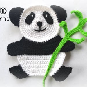 Patrón de apliques de panda en crochet, aplicación de panda, patrón de apliques de animales en crochet, apliques de panda en crochet, patrón no. 109