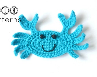 Crochet crab applique pattern, crochet pattern, crochet applique pattern, pattern no. 67