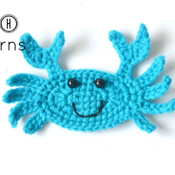 Crochet crab applique pattern, crochet pattern, crochet applique pattern, pattern no. 67