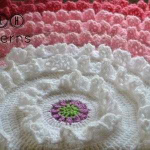 crochet blanket pattern, crochet baby blanket pattern, crochet afghan, circular blanket pattern, round ruffles blanket, Pattern No. 51 image 2