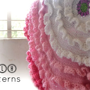 crochet blanket pattern, crochet baby blanket pattern, crochet afghan, circular blanket pattern, round ruffles blanket, Pattern No. 51 image 1