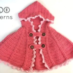 Crochet cape pattern, crochet hoodie, crochet hooded cape pattern, one size - 6 months to 2 years, pattern no. 71
