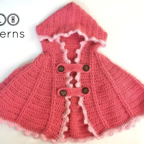 Crochet cape pattern, crochet hoodie, crochet hooded cape pattern, one size - 6 months to 2 years, pattern no. 71