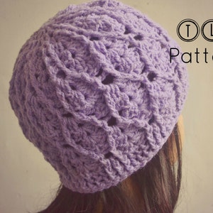 Crochet women hat pattern, crochet pattern, crochet hat pattern, crochet beanie, cable and shell hat, pattern No. 42