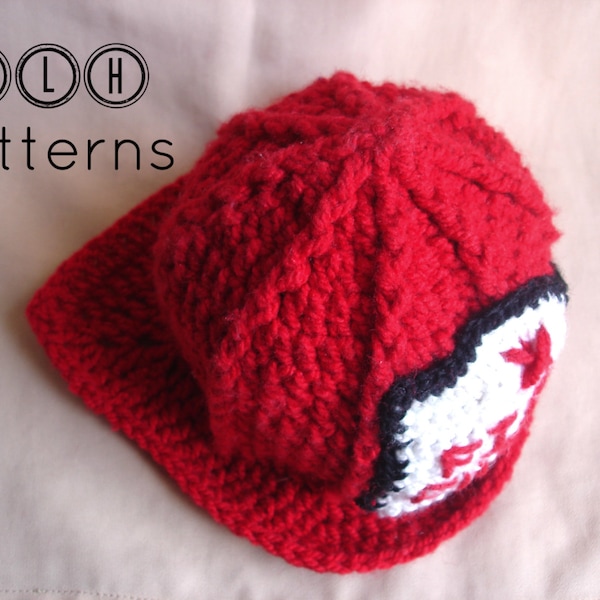 CROCHET PATTERN, Crochet fireman hat pattern, photo prop - baby, child and adult size, instant download PDF, Pattern No. 7