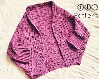 Modello per shrug all'uncinetto, shrug a bozzolo all'uncinetto, modello per shrug all'uncinetto per donna taglia media/grande, shrug cardigan all'uncinetto