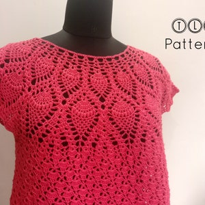 Crochet top pattern, crochet pineapple stitch pattern, crochet summer top, womens crochet top, Izara top, adult size small/medium