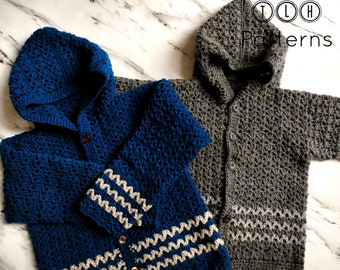 Crochet sweater pattern, kids hoodie pattern, crochet hooded cardigan for kids, hooded sweater, Dylan hoodie - 5 sizes 6 months to 8 years