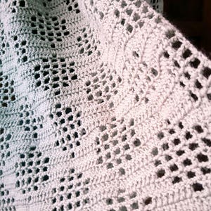 Easy crochet shawl pattern, filet crochet shawl with diagram, PDF in English with chart, Shadows