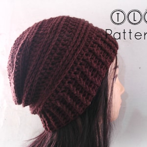 CROCHET PATTERN, slouchy hat pattern, crochet slouchy beanie pattern, Chocolate Slouchy hat, adult size, Pattern No. 36 image 5