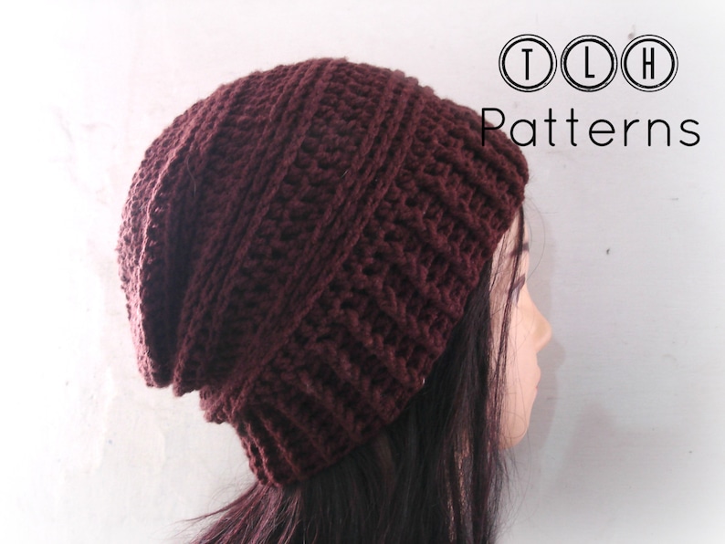 CROCHET PATTERN, slouchy hat pattern, crochet slouchy beanie pattern, Chocolate Slouchy hat, adult size, Pattern No. 36 image 5