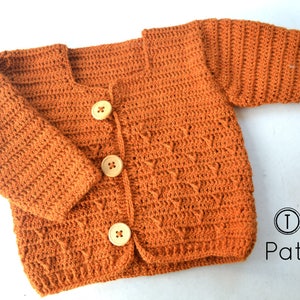 Modèle de cardigan pour bébé au crochet, modèle de pull pour bébé au crochet, modèle PDF de cardigan pour bébé, tailles 3-6 et 6-12 mois, modèle no. 111 image 2