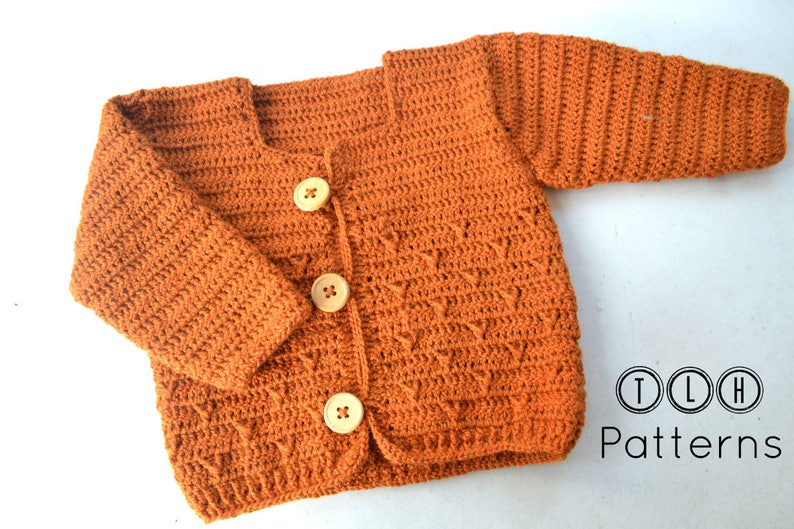 Modèle de cardigan pour bébé au crochet, modèle de pull pour bébé au crochet, modèle PDF de cardigan pour bébé, tailles 3-6 et 6-12 mois, modèle no. 111 image 2