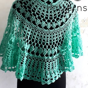 Crochet shawl pattern, lace shawl crochet pattern, crochet crescent shawl, semicircle shawl pattern, Tiffany shawl, pattern no. 117 image 4