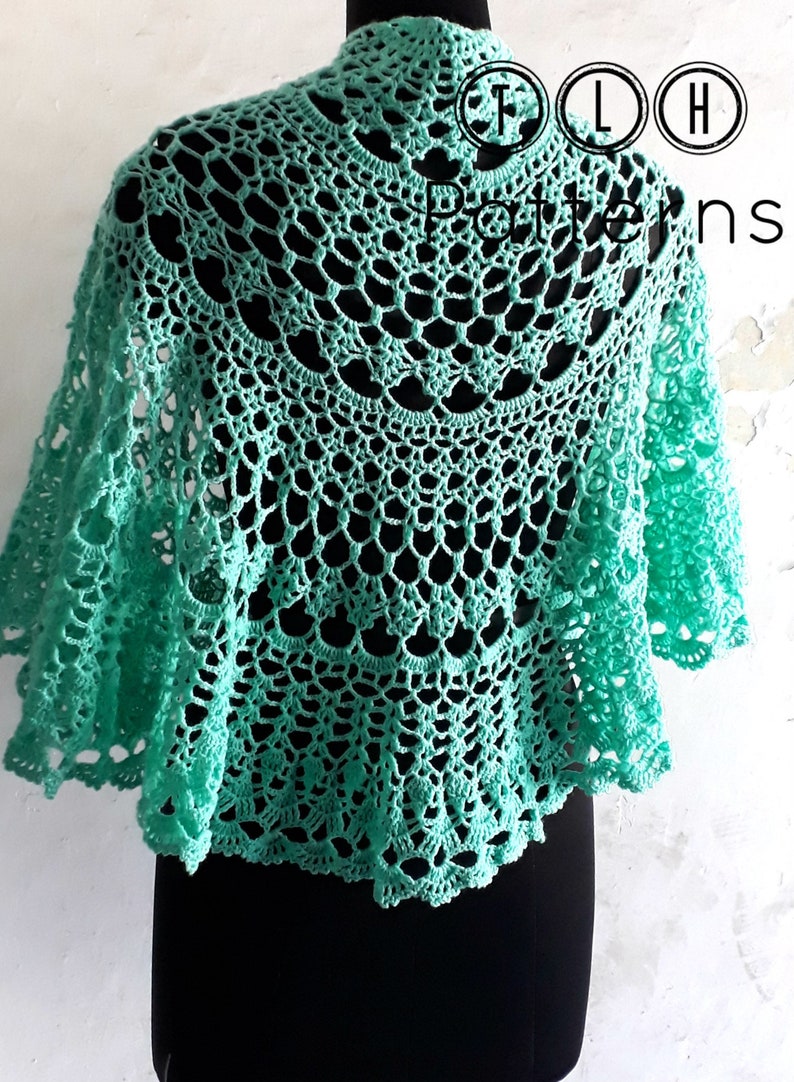 Crochet shawl pattern, lace shawl crochet pattern, crochet crescent shawl, semicircle shawl pattern, Tiffany shawl, pattern no. 117 image 4