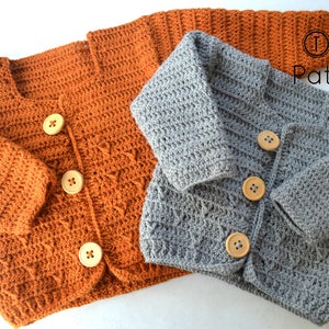 Modèle de cardigan pour bébé au crochet, modèle de pull pour bébé au crochet, modèle PDF de cardigan pour bébé, tailles 3-6 et 6-12 mois, modèle no. 111 image 5