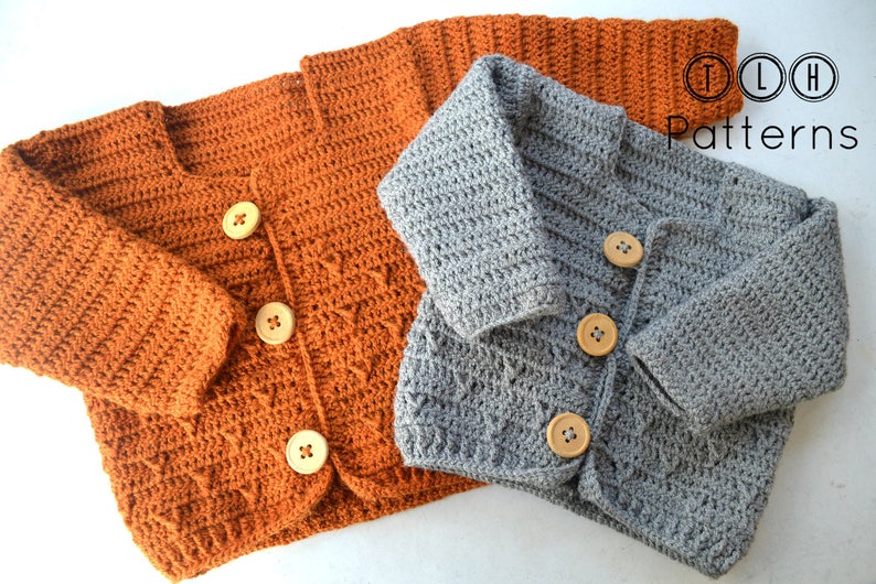 Modèle de cardigan pour bébé au crochet, modèle de pull pour bébé au crochet, modèle PDF de cardigan pour bébé, tailles 3-6 et 6-12 mois, modèle no. 111 image 5