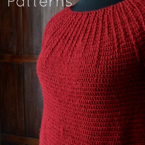 Crochet sweater pattern, crochet pullover, women's top pattern, adult sweater pattern, top down crochet, Kyra pullover, pattern no 123