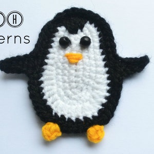 Crochet pattern, penguin applique pattern, crochet applique pattern, crochet penguin, pattern no. 65