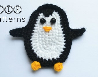 Crochet pattern, penguin applique pattern, crochet applique pattern, crochet penguin, pattern no. 65