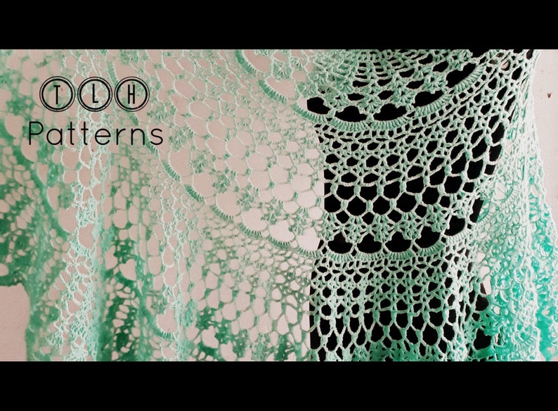 Crochet shawl pattern, lace shawl crochet pattern, crochet crescent shawl, semicircle shawl pattern, Tiffany shawl, pattern no. 117 image 3