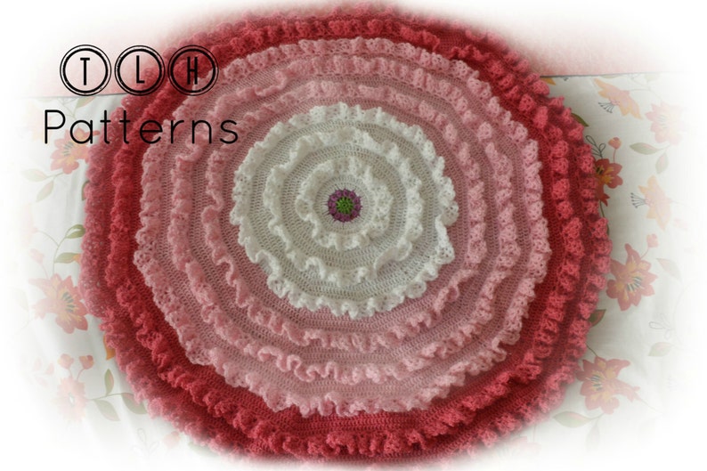 crochet blanket pattern, crochet baby blanket pattern, crochet afghan, circular blanket pattern, round ruffles blanket, Pattern No. 51 image 4