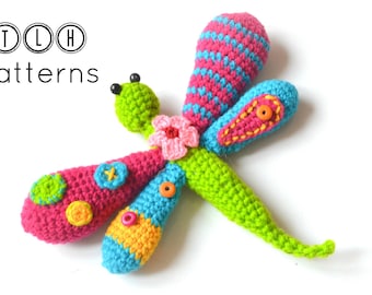 Amigurumipatroon, gehaakt libelpatroon, amigurumi-libel, grillige libel, patroon nr. 102