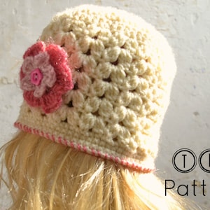 Crochet hat pattern, crochet beanie pattern, crochet girls hat, baby hat pattern, Bella hat, 4 sizes - newborn to toddler, Pattern No. 4