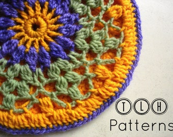 Crochet potholders, crochet pattern, potholder crochet pattern, crochet mandala pattern, Viola, Pattern No. 2