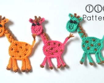 Crochet giraffe applique pattern, crochet pattern, crochet applique pattern, pattern no. 68