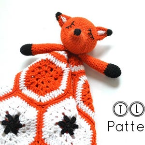 Crochet fox lovey pattern, security blanket, crochet lovey, comforter, baby snuggle blanket, sleepy fox security blanket, pattern no. 114