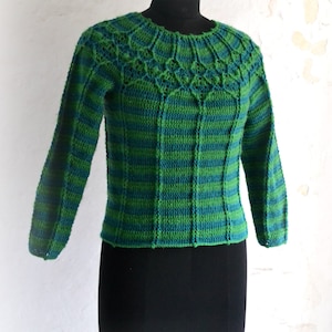 Crochet pullover pattern, crochet sweater pattern, crochet women pattern, adult 5 sizes, cable yoke pullover pattern no 106 image 7