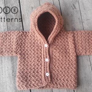 Crochet baby hooded cardigan pattern, crochet baby sweater pattern, baby cardigan crochet pattern, baby cardigan with hood