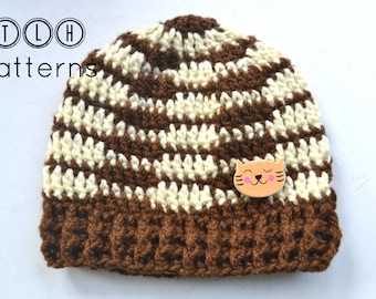 Crochet PATTERN, crochet unisex hat, boys hat pattern, crochet beanie, retro beanie pattern -  5 sizes, Pattern No. 49