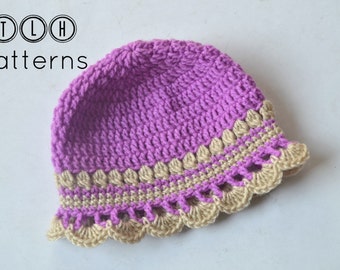 Crochet baby girl hat pattern, baby hat pattern, baby girl flapper hat, 3 sizes - 0-3, 3-6 and 6-12 months, Pattern No. 24