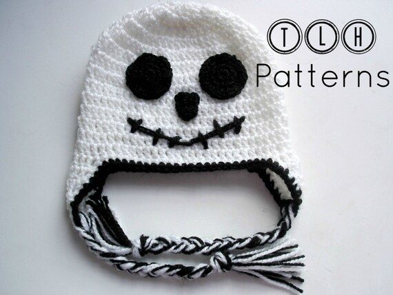 Crochet hat pattern, crochet ghost earflap hat, Halloween ghost earflap hat - baby, toddler, child and adult, Pattern No. 21