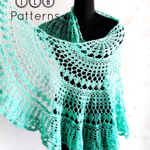 Crochet shawl pattern, lace shawl crochet pattern, crochet crescent shawl, semicircle shawl pattern, Tiffany shawl, pattern no. 117 image 6