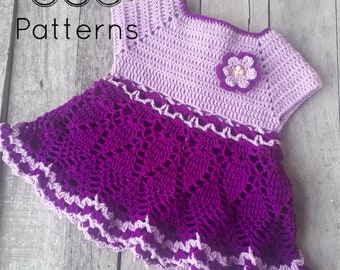 Crochet baby dress pattern, 3 to 6 months and 6 to 12 months, Elisa baby dress - pattern no 126