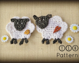 Crochet applique pattern, crochet sheep pattern, crochet sheep applique, Pattern No. 18