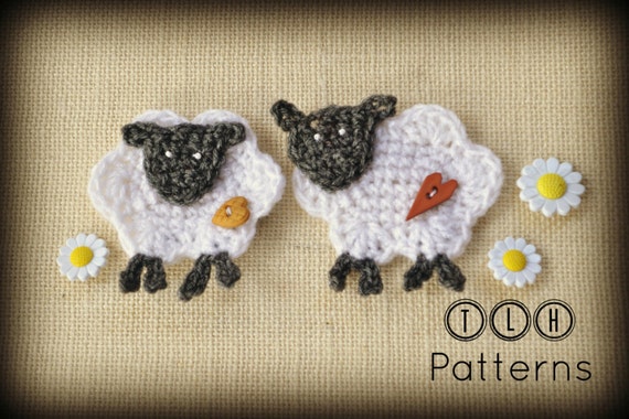 Crochet applique pattern, crochet sheep pattern, crochet sheep applique, Pattern No. 18