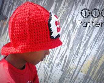 CROCHET PATTERN, Crochet fireman hat pattern, photo prop - baby, child and adult size, instant download PDF, Pattern No. 7