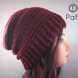 CROCHET PATTERN, slouchy hat pattern, crochet slouchy beanie pattern, Chocolate Slouchy hat, adult size, Pattern No. 36 image 2